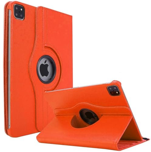 World biz Rotating Case for iPad Pro 12.9-Inch (2022/2021/2020/2018) 360 Degree Rotation Stand Protective Folio Leather Smart Cover, Auto Sleep/Wake (Orange New)