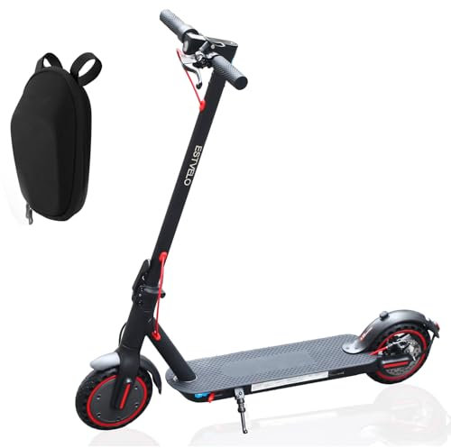 ESTVELO Trottinette électrique pliable pour adultes, portée de 20/28 km, pneu à plat de 21,6 cm, contrôle par application, double freinage (noir, 20,5 km)