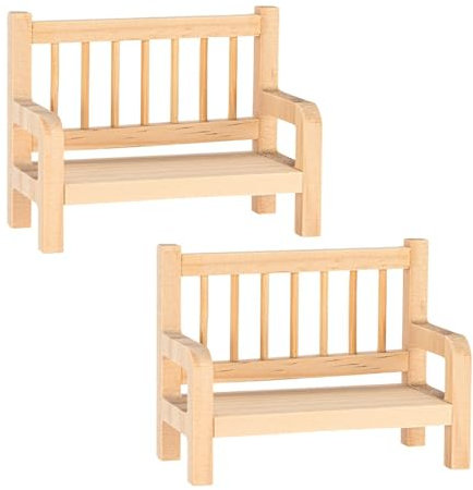 Ideen mit Herz Miniatur-Holzbänke | Modellbau | Zubehör Puppenhaus | Bastel-Material | Deko | DIY | Modell-Eisenbahn | Sitz-Bank | 10 cm x 4,4 cm x 7,5 cm | 2 Stück