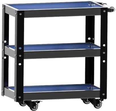 Robuster Werkzeugwagen aus Stahl mit Stecktafel und ergonomischem Griff, 3-stöckiger Rollwagen für Garage/Werkstatt, einfache Montage und 4 Bremsrollen, große Größe (69,5 x 44,5 x 81 cm)