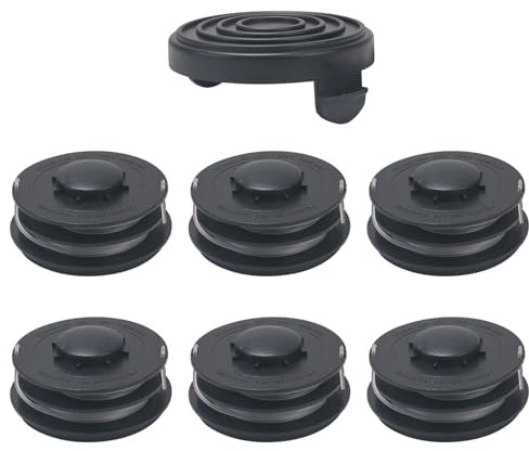 COEWUR 6 Stück Ersatzfadenspule mit Trimmerabdeckung Rasentrimmer Fadenspule Ø 2mm Nylonfaden für Rasentrimmer GC-ET 4530 Set GLR 450 451 452 453 454 455 456 457 458 459 (Länge: 10m)