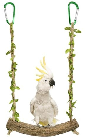 NHQZ Columpios de Pájaros de Madera,Juguetes para Loros,Juguetes Agapornis,Conure Cockatiel Swing Colgando Juguetes para Pequeños Animales Periquitos Periquitos Loros