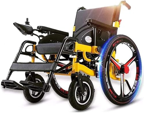 Damabencai Heavy Duty Electric Wheelchair for Adult, Foldable and Lightweight Powered Wheelchair with 360° Joystick, Seat Width 50Cm, Weight Capacity 200KG