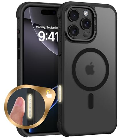 Telaso Magnetic for iPhone 16 Pro Max Case with Camera Control Capture, [Compatible with MagSafe] Skin-Friendly Touch Slim Shockproof Protective Phone Cases for iPhone 16 Pro Max 6.9, Black