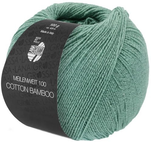 LANA GROSSA Meilenweit Cotton Bamboo | 4-fädiger Bambus Klassiker, waschmaschinenfest | Handstrickgarn aus 40% Baumwolle, 25% Schurwolle, Viskose | 100g Wolle zum Stricken & Häkeln | 420m Garn FB38