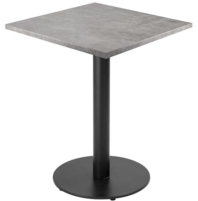 Oviala Esstisch, quadratisch, 60 cm, schwarzer Fuß und grauer Beton-Bezug