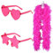 GIEEU Boa aus Federn, Rosa, mit Brille in Sternform und Sonnenbrille in Herzform, für Verkleidung, Mottoparty, Karneval, Cosplay, Halloween, Hochzeit, Tanz (200 cm), Rosa, One size