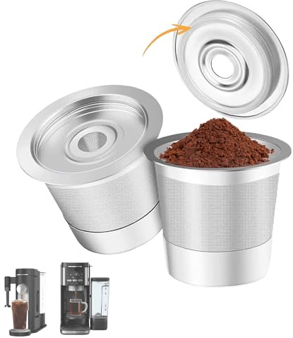 2 Pack Reusable K Cups and Coffee Pods for Ninja Coffee Maker PB051 & CFP101/PB041-304 Stainless Steel K Cups Coffee Filters - Accessories for Ninja Single Serve and Dual Brew Coffee Maker