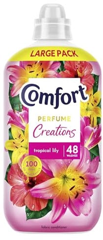 Comfort Perfume Creations Tropical Lily Fabric Conditioner Softener with Motion-Activated Fragrance Technology 100 Days of Freshness 48 washes(1.44 L) - Case pack of 6