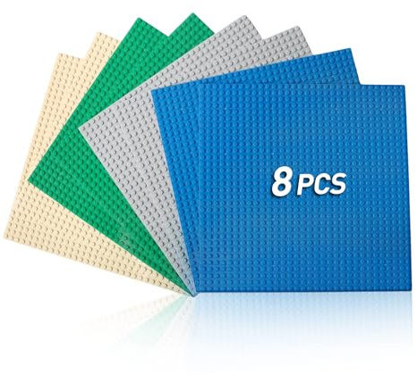 OulQinyhome Klassische Grundplatten für Bauklötze 8 Stück Classic Baseplates Building Bunte Mischung 25,5 x 25,5 cm kompatibel mit Allen gängigen Marken Bautisch geeignet