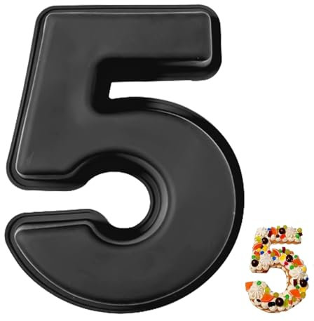 YXHZVON Moule à Gâteau Number 5, Moules Chiffre Cake, Grands Moules à Gâteau 3D en Silicone, Moules à Forme Spécifique Forme de Chiffre Convient pour Anniversaires, Fêtes (Noir)