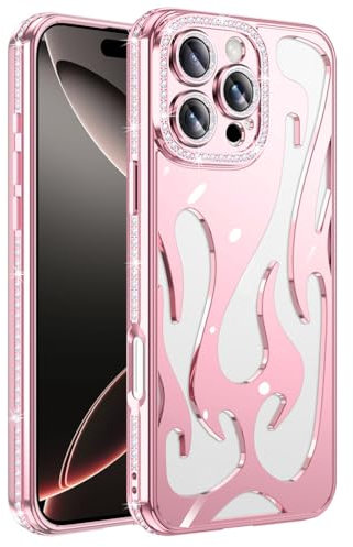 HAMEXLN Ultra Sottile Custodia per iPhone 16 PRO Max/16 Pro/16 Plus/16, Dissipazione del Calore Caso Schermo Fotocamera Protezione Cover,Rosa,16