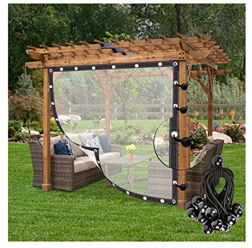 Pannelli laterali trasparenti impermeabili personalizzabili per pergola con occhielli, 5 x 2 m, tenda per esterni, per gazebo, portico, patio, privacy e protezione dagli agenti atmosferici