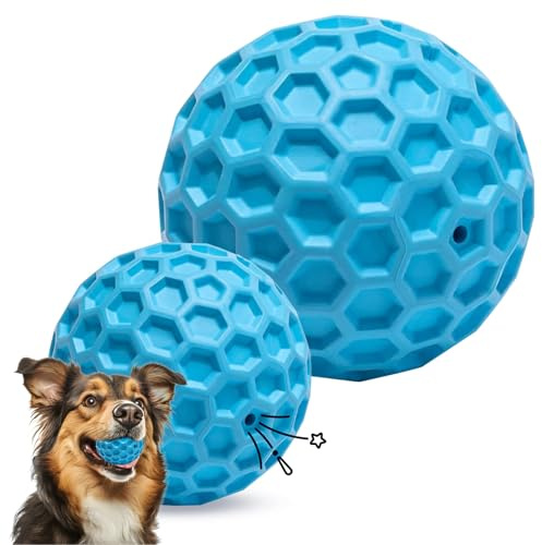 AURIVEE 2 Stück Robustes Quietschender Hundespielzeug Ball,Langlebiges Kauspielzeug für Aggressive Kauer gegen Angst & Langeweile (S+M)