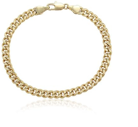 Generico Bracciale Donna/Uomo Unisex a Catena Grumetta – Catena Cubana con Lavorazione Incisa – Oro/Argento, Impermeabile, Idea Regalo