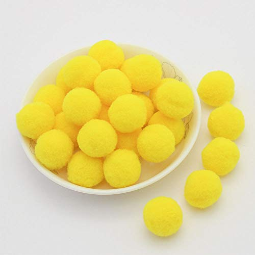 Anevous 50 Stück Mini Pompons,Klein Pompons,Plüsch Bälle,Filzkugeln,Bommeln,Pom Pom Set,Pompoms zum Basteln für Ostern,Weihnachten,DIY Kreative Handwerk,20mm,Gelb