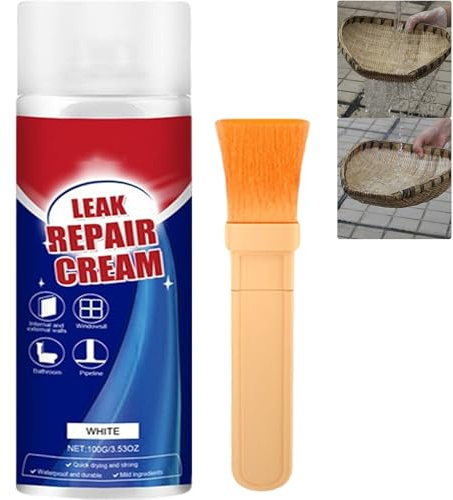 Leak Repair Waterproof Sealant Spray with Brush, Fast Drying Invisible Waterproof Coating for Roof, Wall, Concrete, Tile, Window Frame & Gutter Gap Repair, Indoor Outdoor Use (White,1Pcs)