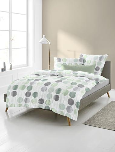 Bierbaum 4153 Biancheria da letto in flanella fine, progettata in Germania, verde 30, 135 x 200 + 80 x 80 cm