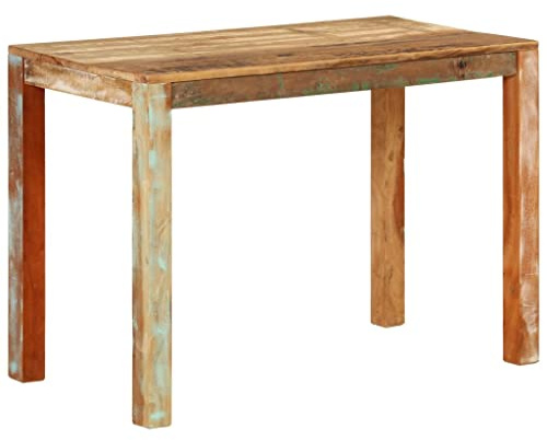 Runheo Esstisch 110x55x76 cm, Altholz Massivholz, Recyceltes Teak Mango Kiefer Buche, Robuster Küchentisch für Esszimmer, Rustikaler Charme, Langlebig