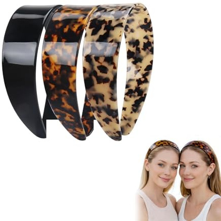 Serre-tête Large en Acétate Écaille de Tortue 3,8 cm – Bandeau Épais avec Dents Antidérapantes pour Femme, Accessoire Confortable au Quotidien, Bureau, Sport et Fêtes (Mixte)