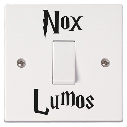 Nox Lumos (Off On) - Light Switch Stickers x2 - Bedroom Decor Magic Wizarding Room Kids Wall Decals - Black, Colour or Glow-in-The-Dark by SuperDuperDecor® - Black