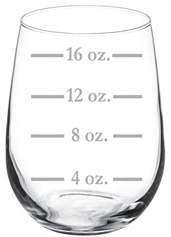 Wine Glass Goblet Measuring Cup Ounces (17 oz Stemless)