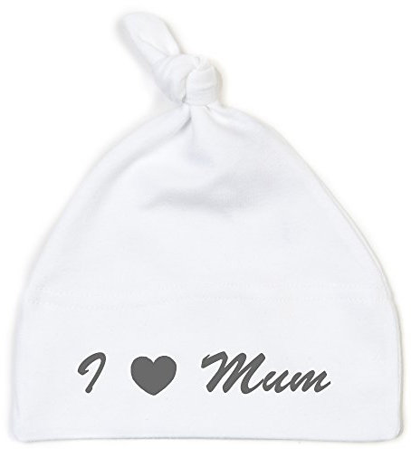 Schnoschi Babymütze in Weiss mit I Love Mum hochwertig Bestickt/gestickt