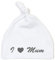 Schnoschi Babymütze in Weiss mit I Love Mum hochwertig Bestickt/gestickt