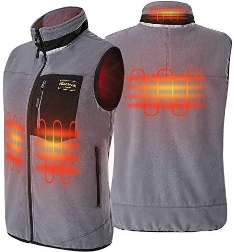 PROSmart Herren Damen Beheizbare Weste - Beheizte Weste Elektrische Heizweste Leichte Wärmeweste Polaren Fleece USB Westen Heiz Jacke Mit 10000mAh Akku, Unisex (Grau, M)