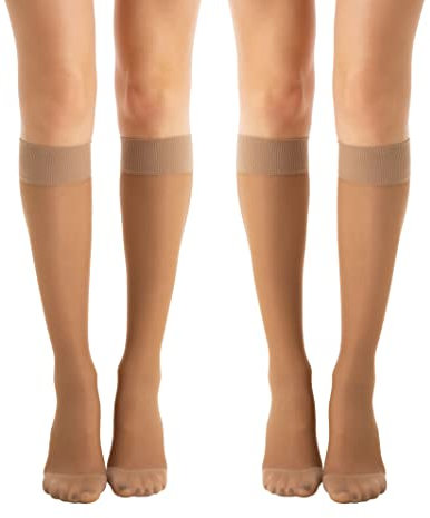 Relaxsan Basic 850 (2 Paare - Braun 2/M) Stützstrümpfe Damen 18-22 mmHg, Kompressionskniestrümpfe 140 Den