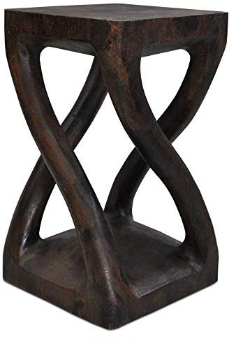 Thaiboo Beistelltisch Blumenständer Säule Hocker Nachttisch Blumensäule Dekoelement Akazienholz gewachst aussergewöhliches Design (13407 - Höhe 50cm)