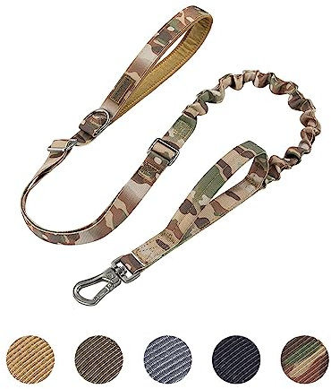 EXCELLENT ELITE SPANKER Taktische Heavy Duty 5-6FT einstellbar kein Zug Militär Bungee Hundeleine elastische Leinen Seil mit 2 gepolsterte Kontrolle Handle für Medium Large X-Large Hund(MCP)
