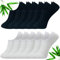 cotigo Chaussettes Courtes Fibre de Bambou - 12 Paires - Respirantes et Anti-Odeur - Chaussettes Invisibles avec Silicone Antidérapant - pour Femme-Homme (35-40, Noir et Blanc)