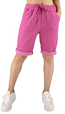 JOPHY & CO. Pantaloni Bermuda Tinta Unita Donna (cod. 3006) (Fucsia, M)