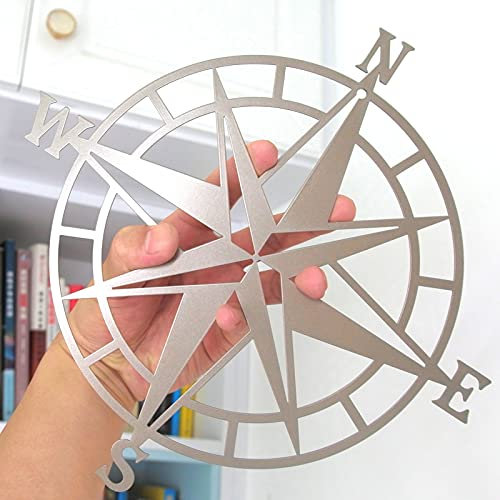 ESTART Decorazione da parete in metallo con bussola nautica da 28 cm, decorazione da parete, soggiorno, camera da letto, ufficio, portico, giardino, patio, da appendere alla parete, a tema spiaggia,