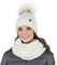 VIVISENCE Trendiger Damen Winter Set Aus Bommelmütze Und Loop-Schal Aus Wärmendem Garn Mit Innenfutter Aus Vlies Perfekte Passform Für Kalte Wintertage Modisches Design, Ecru,Einheitsgröße