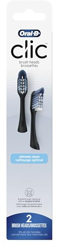 Oral-B Clic Toothbrush replacement heads, 2 count toothbrushes, black refill brush heads