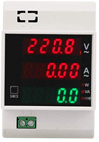 Contatore di Energia Digitale AC100A Guida DIN LED Misuratore di Potenza Multifunzionale Voltmetro Amperometro Multimetro(AC200-450/100A)