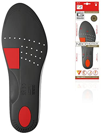 Neo G NeoThotics Pro-Expert Plantar Fasciitis & Achilles Tendonitis Support - Full Length Shoe Inserts for Plantar Fasciitis Heel Pain, Knee Pain Relief & Achilles Heel Support - L Black/Red