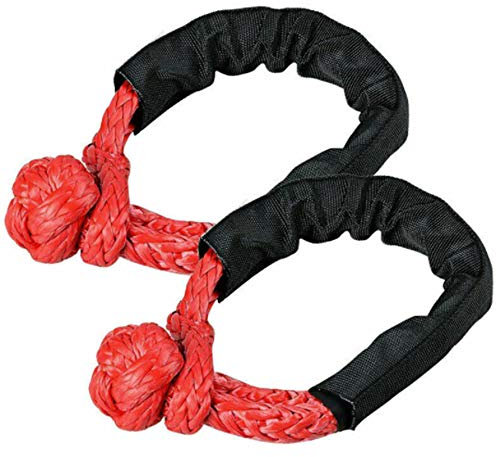 Riloer 2 pièces Corde à Manille Souple Sangle de récupération de remorquage synthétique pièces Automobiles Corde de remorquage, Rouge