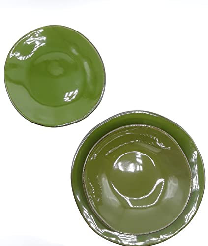 ARCUCCI SET POSTO TAVOLA MATERIA VERDE BOSCO -1PIATTO PIANO-1 PIATTO FONDO- 1PIATTO FRUTTA