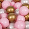 KiddyMoon 100 ∅ 7Cm Kinder Bälle Spielbälle Für Bällebad Baby Plastikbälle Made In EU, Puderrosa/Perle/Golden