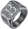 GoldChic Anpassarer Herren Rolex Ring mit OLD EUROPE Buchstaben Edelstahl Hip Hop Siegelring Quadrat Band Ring Punk Style Fingerring Gothic Biker Ring Ringgröße 56.5（18.1） in Vintage Grau