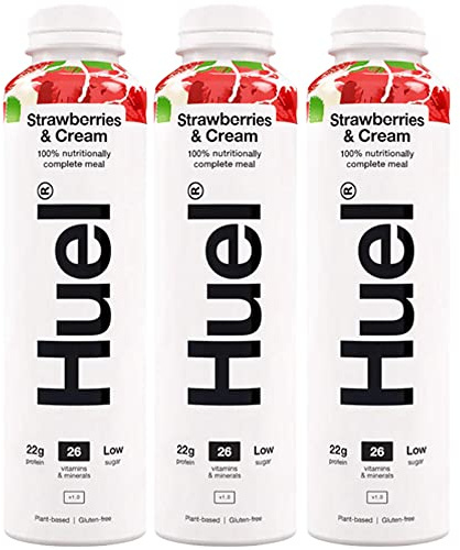 3 x 500ml Vegan Strawberries & Cream Fruit Drink Natural Smoothie Meal Vitamins Minerals Low Sugar Protein Juice