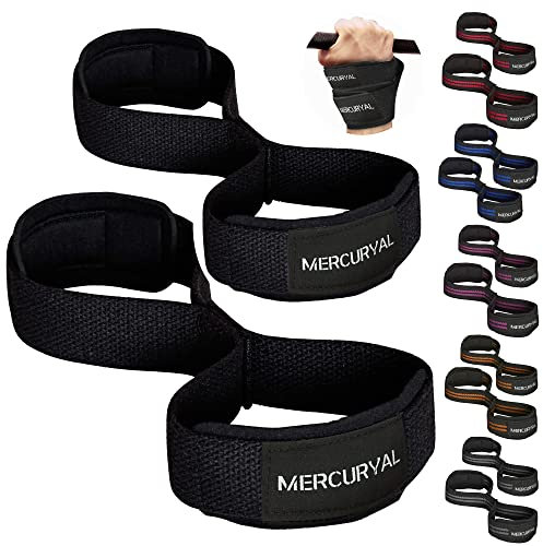 MERCURYAL Straps da Palestra Professionali e Avanzati a Forma di 8 per il Sollevamento Pesi - Straps Powerlifting - Cinghie per Sollevamento Pesi - Accessori per la palestra - Accessori per il fitness
