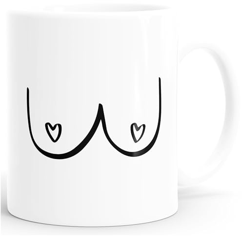 MoonWorks®Kaffee-Tasse Brüste Brust Busen Penis Pimmel Bürotasse lustige Kaffeebecher Geschenk Freund Freundin Weiss standard