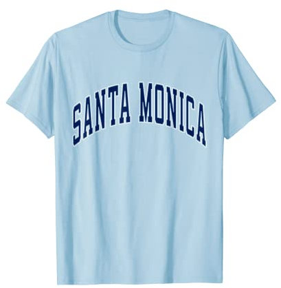 Santa Monica California California California Varsity Style - Texto azul marino Camiseta