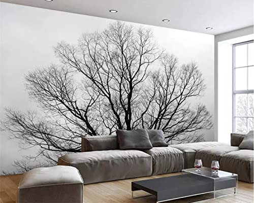 TANYANG Benutzerdefinierte Tapete Schwarz Und Weiß Baldachin Baumkrone Wandbild Tv Hintergrund Wand Foto Home Decoration Wohnzimmer Schlafzimmer 3D Tapete 150Cm(W)×105Cm(H)
