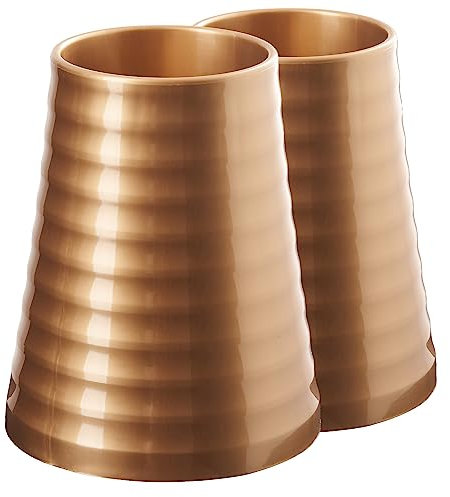 TYMAR Grabvase aus Kunststoff, Friedhofsvase für Grabschmuck, geeignet für Grabgestecke, Kunstblumen und frische Blumen, wetterfest(H=20 cm/ø 11 cm; Gold)