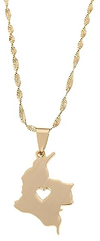 Kolumbien Karte Anhänger Halskette - Trendige Ethnische Kolumbien Länderkarten Nationalflagge Anhänger - Für Frauen Männer Patriotischer Charm-Schmuck Ethnisch-Patriotisches Ornament Charm-S